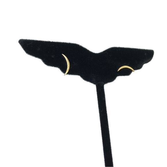 BRASS CRESCENT Stud Earrings - Picture 2 of 4